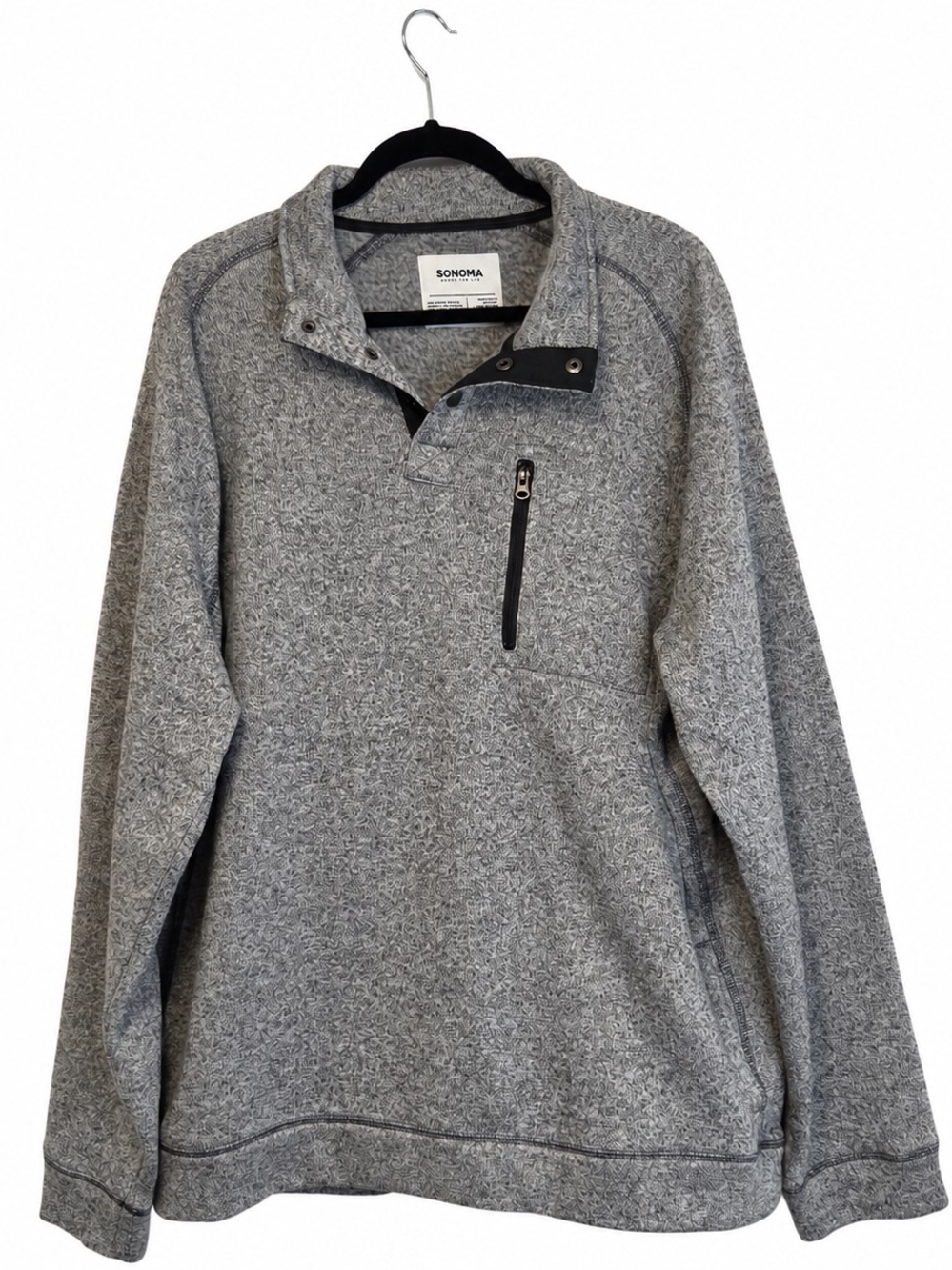 Sonoma Men's Gray Quarter-Snap Pullover Sweater